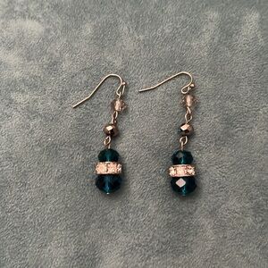 Crystal blue silver dangle earrings